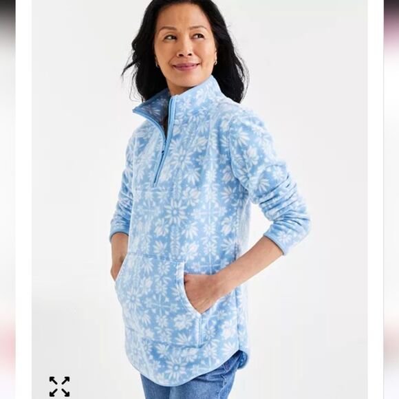 Style & Co Printed Quarter-Zip Polar Fleece Top - Picture 1 of 1